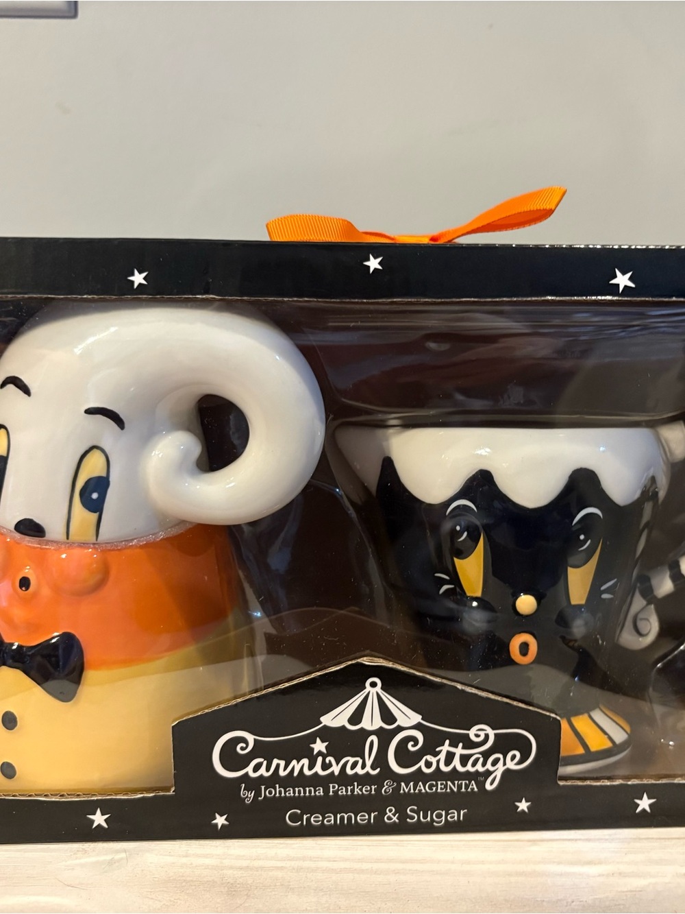 Carnival Cottage by Johanna Parker Creamer & Sugar Set - Orange, Black, White
